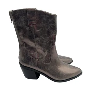 DV Dolce Vita Imana Womens 8 Pewter Metallic Western Cowboy Boots Pointed Toe thumbnail 3