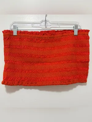 Anthropologie‎ Celandine Strapless Smocked Top in Aura Red XL NWT thumbnail 4
