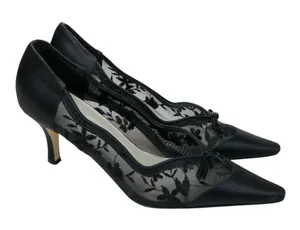 Vintage Y2K Karen Scott Black Floral Mesh Pumps thumbnail 1