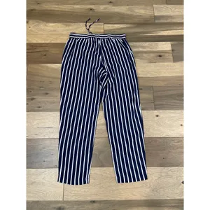 J.Crew Navy & White Striped Wide‑Leg Cotton Pants with Drawstring Waist Size M thumbnail 10