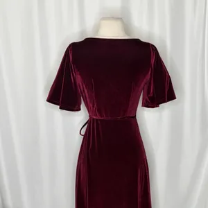 BALTIC BORN Meghan Velvet Wrap Maxi Dress Mulberry Purple Red Tie Waist X-Small thumbnail 10