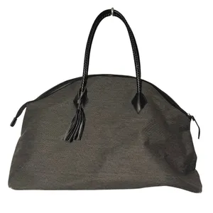 DSW Dark Grey Denim Tote‎ Bag Large With Tassel And Braided Handles thumbnail 1