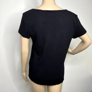 Old Navy Eyelet Black Short Sleeve Top thumbnail 3