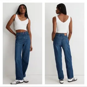 Madewell Dark Wash‎ High Rise Baggy Straight Jeans thumbnail 2
