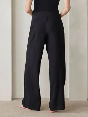 🌟 Bumpsuit 🌟 The Realxed Drawstring Poplin Wide Leg Pant Black Sz S thumbnail 2