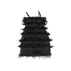 Vintage Y2K Sexy Fringe Flapper Mini Dress Square Neck Womens Small Party Glam thumbnail 2