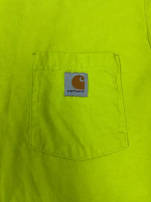 Carhartt Mens Long Sleeve Original Fit Pocket Tee Lime Colored Size Medium thumbnail 2