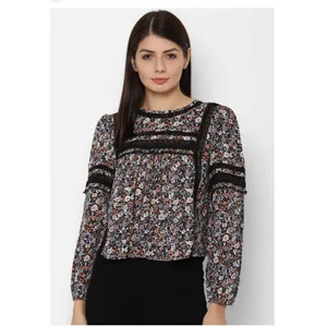 American Eagle Floral Open Back Ruffle‎ Lace Detail Blouse Size M thumbnail 2