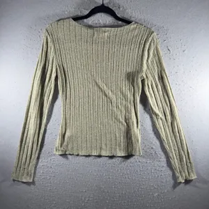 3235 | Natural Life Ribbed Knit Boat Neck Top Sage Green Boho Women S thumbnail 2