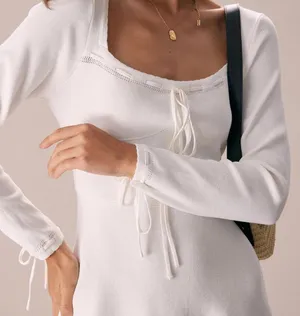 RIHOAS The White Square Neck Sweater Mini Dress M 74 thumbnail 5