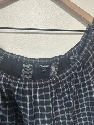 🖤Madewell Black and White Plaid Off-Shoulder Blouse thumbnail 6