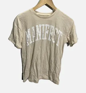Grayson Threads Manifest Graphic Tee Beige Tan Short‎ Sleeve Crew Neck Small NEW thumbnail 1