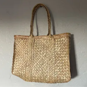Vacation Tan‎ Woven Tote Bag Beach Resort Resortwear Hawaii Caribbean thumbnail 2