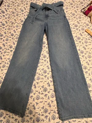 Banana Republic Womens 26 Blue High-Rise Wide Leg Belt Denim Jeans Stretch Boho thumbnail 1