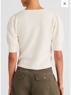 Madewell Small Puff Sleeve Merino‎ Wool & Silk Sweater Ivory Office Work Fall thumbnail 6