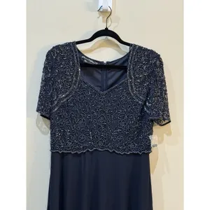 Pissaro Nights Beaded Bodice A-Line Gown Blue Size 10 Formal Cocktail thumbnail 6