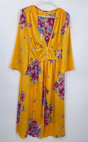 Free People Yellow Floral Maxi Duster thumbnail 1