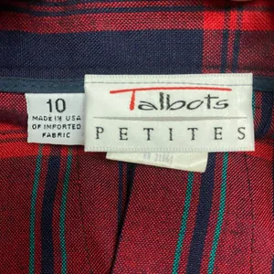 Vintage Talbots Tartan Pleated Midi Skirt Women Sz 10 P Blue Red Y2K Linen Blend thumbnail 3