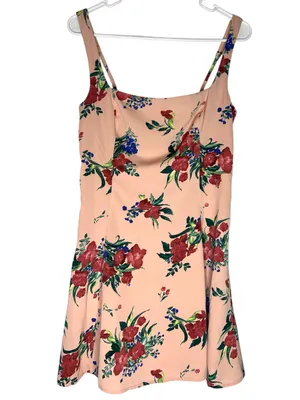 Abercrombie and Fitch Fit and Flare Pink-peach Floral Sleeveless mini Dress M thumbnail 3