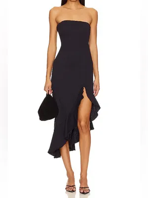 FREE PEOPLE Made Me Blush Midi Dress in Black thumbnail 3