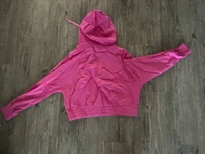 Nike Hot Pink Zip Cropped Hoodie with Black Logo thumbnail 3
