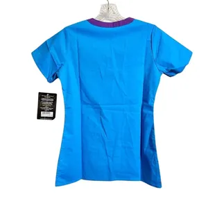 WonderFlex Scrub Top Women XXS‎ Turquoise Premium Stretch V-Neck Medical Dental thumbnail 4