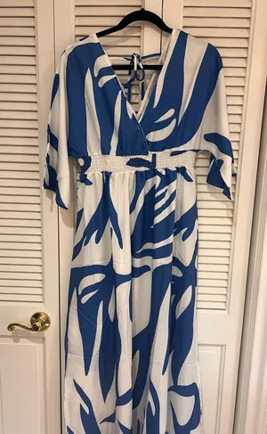 Blue Patterned Maxi Dress thumbnail 1