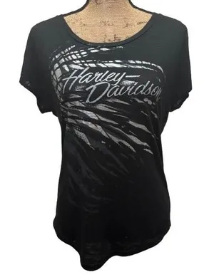 Harley‎ Davidson Waco Texas Black Silver Graphic T-Shirt Women's Size Medium thumbnail 1