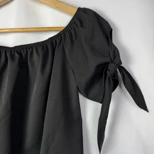 Boutique Relipop Black‎ Off Shoulder Tie Short Sleeve Mini Dress M thumbnail 3