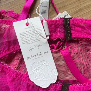 For Love And Lemons Hot Pink Lace Bralette thumbnail 3