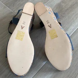 Anthropologie Arden Denim Blue Cork Platform Wedge Leather Sandals Size 9 thumbnail 7