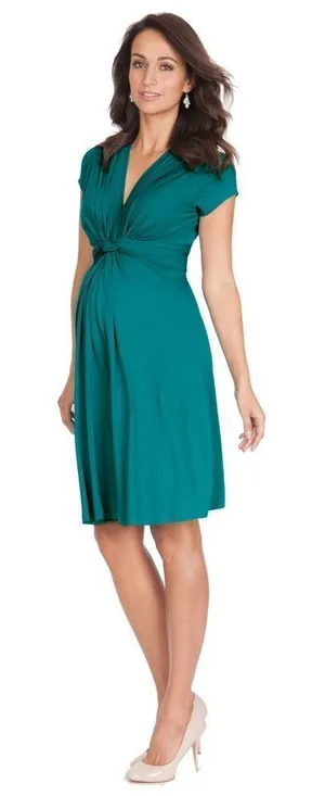 Seraphine Short Sleeve Maternity Dress in Teal Size 4 thumbnail 1