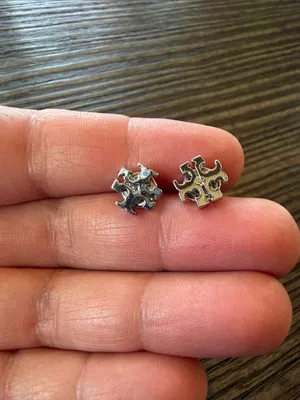 Tory Burch Icon Stud Earrings Silver Tone thumbnail 3