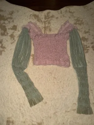 Nwot FREE PEOPLE Nothing Sweeter Top lace mesh pink / green summer cottage boho thumbnail 3