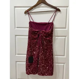 Lulus Perfect Sparkle Mauve Sequin Lace Up Mini Dress Large Cocktail Party Glam thumbnail 5