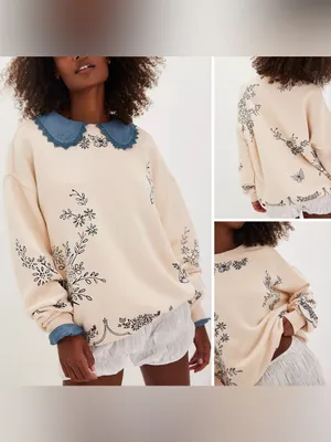 NWOT Free People Jo Pullover - milk tea combo - small - SOLD OUT / RARE thumbnail 2