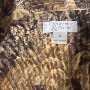 Christopher Banks floral scroll velvet corduroy short Boho‎ jacket shacket sz M thumbnail 2