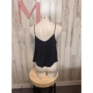 Silence + Noise Black Flowy Tank Top Size Medium Minimal Spaghetti Strap Loose F thumbnail 4