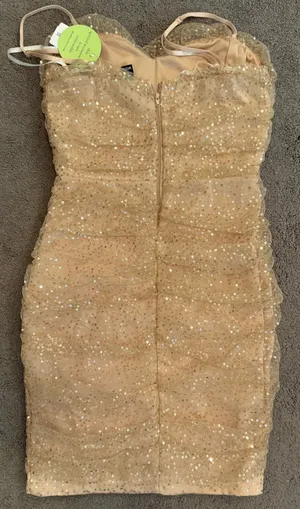 Gold Windsor sequin Homecoming Dress thumbnail 2