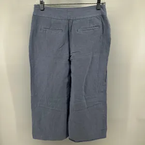 Ann Taylor LOFT Linen Culotte Wide Leg Crop Pants Side Zip Slash Pockets Blue 2 thumbnail 7