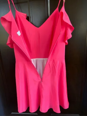 EUC Amanda Uprichard Silk Tate Dress Fluro Pink Size XS thumbnail 11