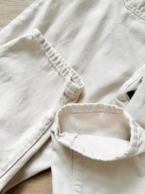 ZARA Ivory Cream Beige Baggy Paperbag High Waisted Denim Jeans thumbnail 6