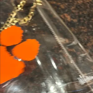 Clear Tote Bag with orange Clemson Tiger Paw Print and Gold Chain thumbnail 8