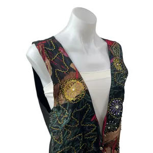 Jane Ashley Women's Multicolor Beaded Embroidered Button Up Vest Jacket Sie M thumbnail 5