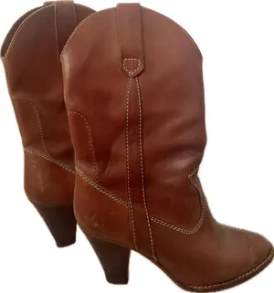 Vintage 70s `Rusty’ Leather Heeled Western Cowboy Boots Size 5 thumbnail 1