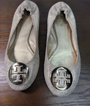 Tory Burch Gold Glitter Reva Logo Ballet Flats thumbnail 1