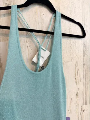 NWT Forever 21+ Women’s 2X Turquoise Metallic Knit Maxi Dress thumbnail 6