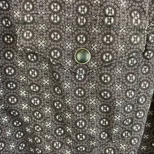 Panhandle Gray & Black Print Pearl Snap Long Sleeve Western Cowgirl Rodeo Top S thumbnail 4