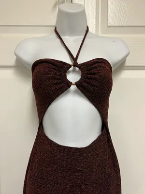 Celebrity Glitter O-Ring Halter Maxi Dress thumbnail 8
