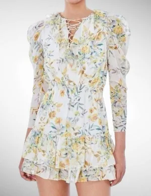 Generation Love Bella Dress in Marigold Bloom White Size S thumbnail 1